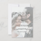 Elegant White & Black Photo Wedding Invitation Kaart (Voorkant)