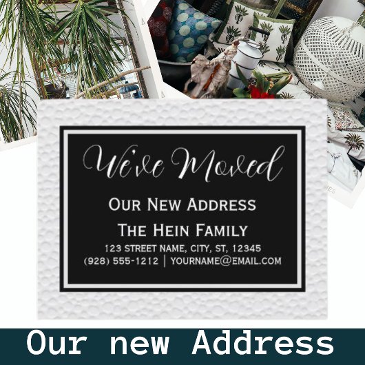 Elegant White Black We hebben adreswijziging gemaa Briefkaart