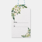 Elegant White Blooming Floral Handwriting Wedding Cadeaulabel (Achterkant)