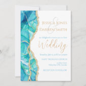 Elegant White Blue Glitter Waterverf Weddenschap Kaart (Voorkant)