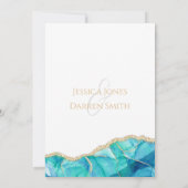 Elegant White Blue Glitter Waterverf Weddenschap Kaart (Achterkant)