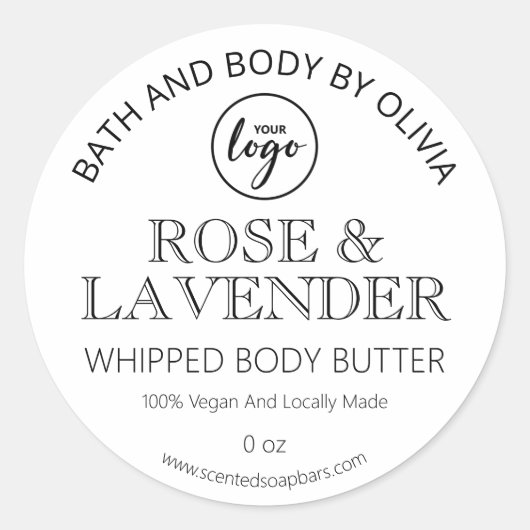 Elegant White Body Butter Labels (Voorkant)