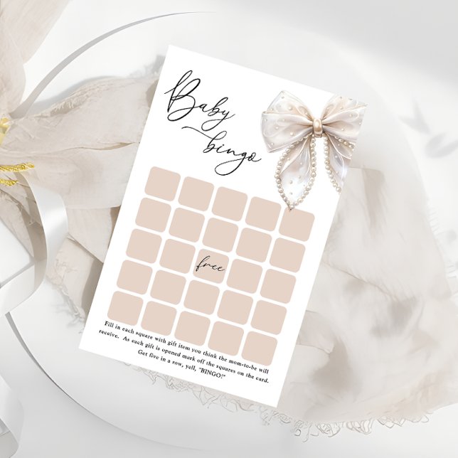 Elegant White Bow Baby Bingo spel (Creator heeft geüpload)