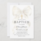 Elegant White Bow Baptism Girl Invitation (Devant)