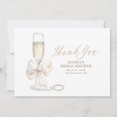 Elegant White Bow Prosecco Bridal Shower Thank You Bedankkaart (Voorkant)