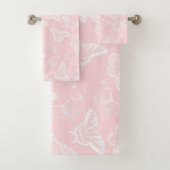 Elegant White Butterflies Roze Design Bad Handdoek (Insitu)