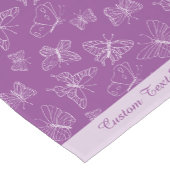 Elegant White Butterfly Pattern Paars personaliser Korte Tafelloper (Hoek)