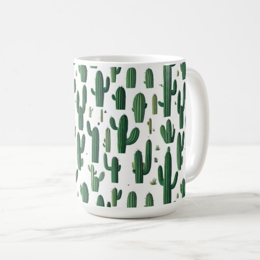 Elegant White Cactus Design Mug (Devant droit)