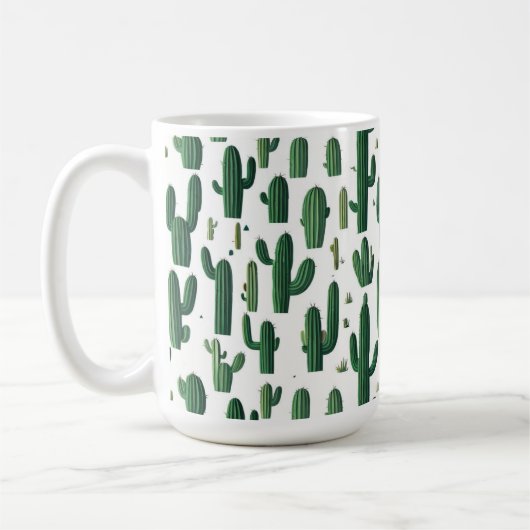 Elegant White Cactus Design Mug (Gauche)