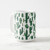 Elegant White Cactus Design Mug Koffiemok (Voorkant links)
