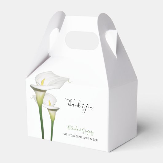 Elegant White Calla Lilies Wedding Bedankdoosjes (Voorkant Zijde)