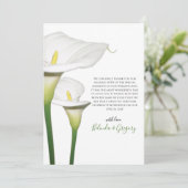 Elegant White Calla Lilies Wedding Bedankkaart (Staand voorkant)