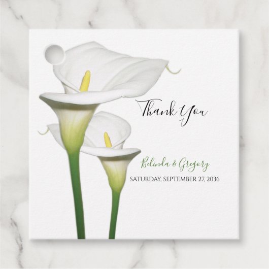 Elegant White Calla Lilies Wedding Gift Bedankjes Labels (Voorkant)