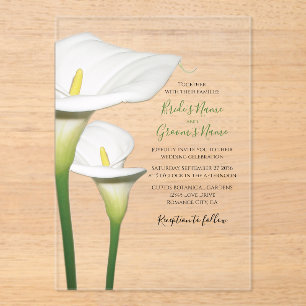 Elegant White Calla Lilies Wedding Invitations Acryl Uitnodigingen