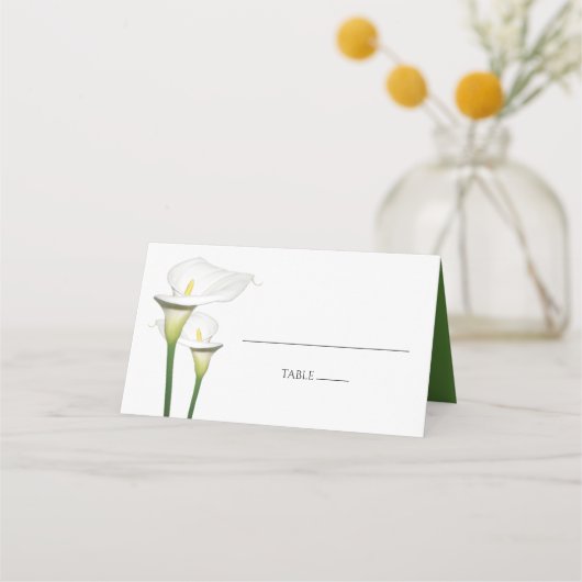 Elegant White Calla Lilies Wedding Place Card (Voorkant)