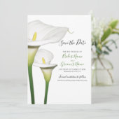 Elegant White Calla Lilies Wedding Save the Date (Staand voorkant)