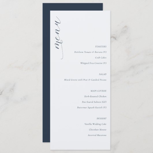 Elegant White Calligraphy Menu (Devant / Derrière)