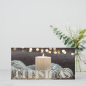 Elegant White Candle Kerstmis Feestdagenkaart (Staand voorkant)
