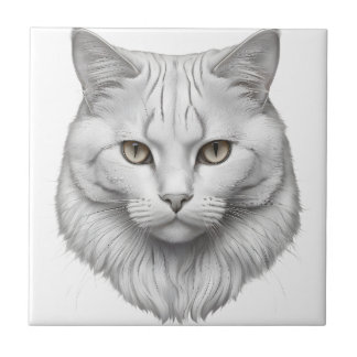 Elegant White Cat with Golden Eyes Tegeltje