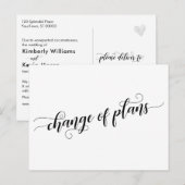 Elegant White Change of Plans Postponed Wedding Briefkaart (Voorkant / Achterkant)