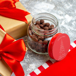 Elegant White Christmas Tree Red Christmas Ronde Sticker