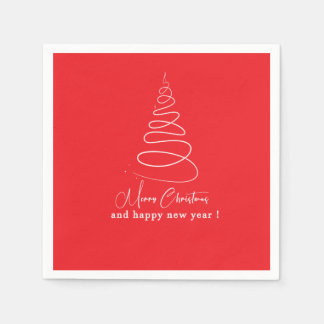 Elegant White Christmas Tree Red Christmas Servet