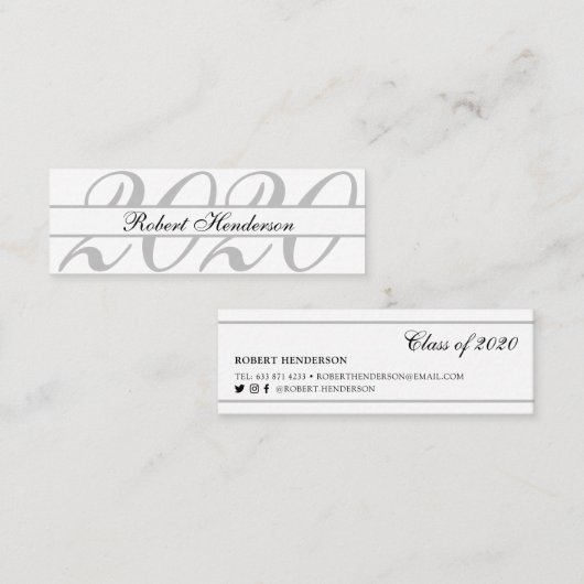 Elegant white classic insert card afstuderen name contactkaartje (Voorkant / Achterkant)