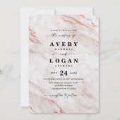 Elegant White & Copper Metallic marmer Wedding Kaart (Voorkant)