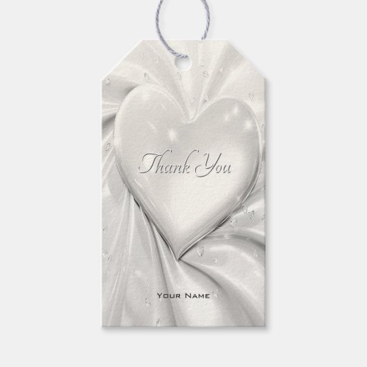 Elegant White Cream Heart Gift Label Cadeaulabel (Voorkant)