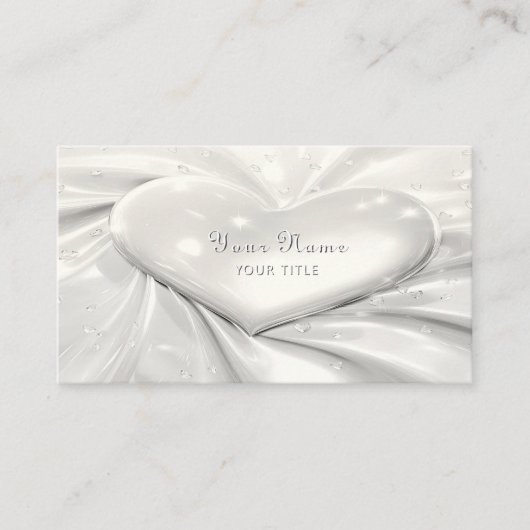 Elegant White Cream Heart Visitekaartje (Voorkant)