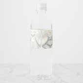 Elegant White Cream Heart Water Bottle Label Waterfles Etiket (Achterkant)