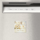 Elegant White - crème rozen Bewaar de datum Magneet (Insitu (Vaatwasser))