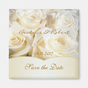 Elegant White - crème rozen Sla de datum op Magneet