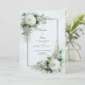 Elegant White Dahlia Botanical Frame Wedding Kaart (Staand voorkant)
