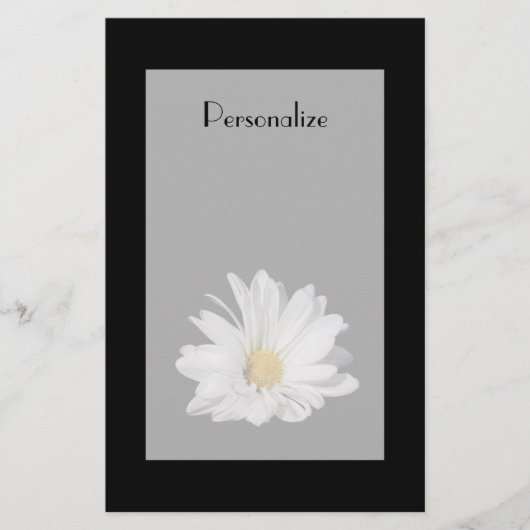 Elegant White Daisy Flower met naam Briefpapier (Voorkant)