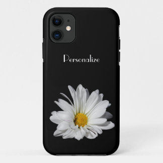 Elegant White Daisy Flower met naam iPhone 11 Hoesje