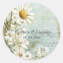 Elegant White Daisy Ronde Sticker