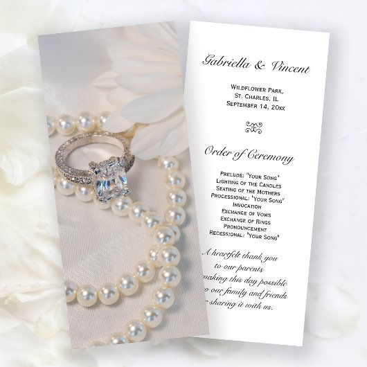 Elegant White Daisy Wedding Ceremony Program Programma