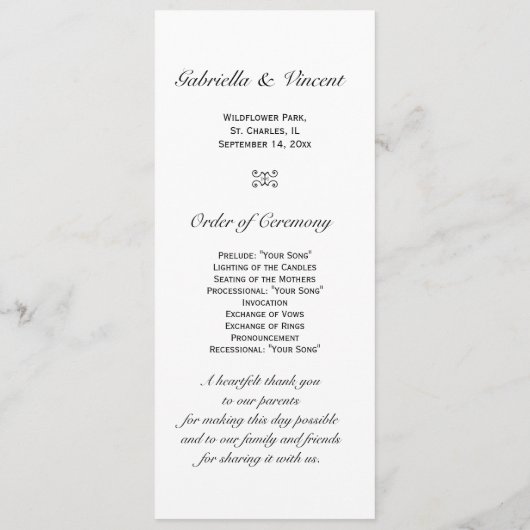 Elegant White Daisy Wedding Ceremony Program Programma (Achterkant)