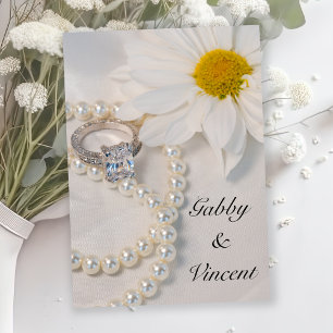Elegant White Daisy Wedding Kaart
