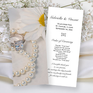 Elegant White Daisy Wedding Programme Programma