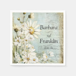 Elegant White Daisy Wedding Servet