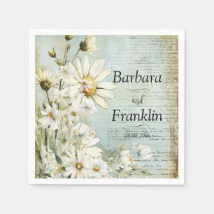 Elegant White Daisy Wedding Servet