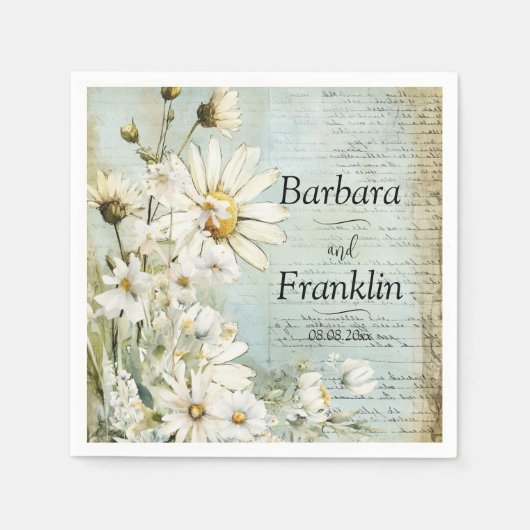 Elegant White Daisy Wedding Servet (Voorkant)