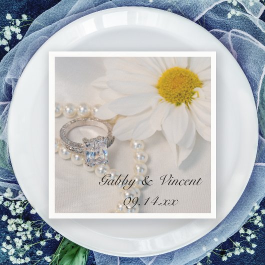Elegant White Daisy Wedding Servetten