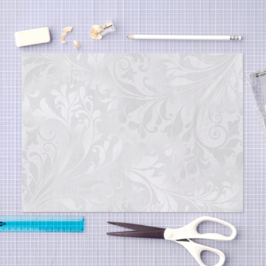 Elegant White Damask Tissuepapier (Craft)