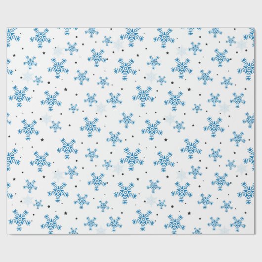 Elegant White & Dark Blue Snowflake Wrapping Paper Cadeaupapier (Vlak)