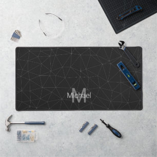 Elegant White Dark Grey geometric mesh Monogram Bureaumat