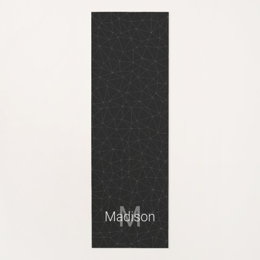 Elegant White Dark Grey geometric mesh Monogram Yogamat (Voorkant)