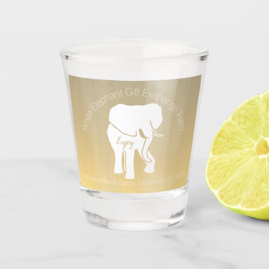 Elegant White Elephant Gift Exchange Custom Text Shot Glas (Voorkant)